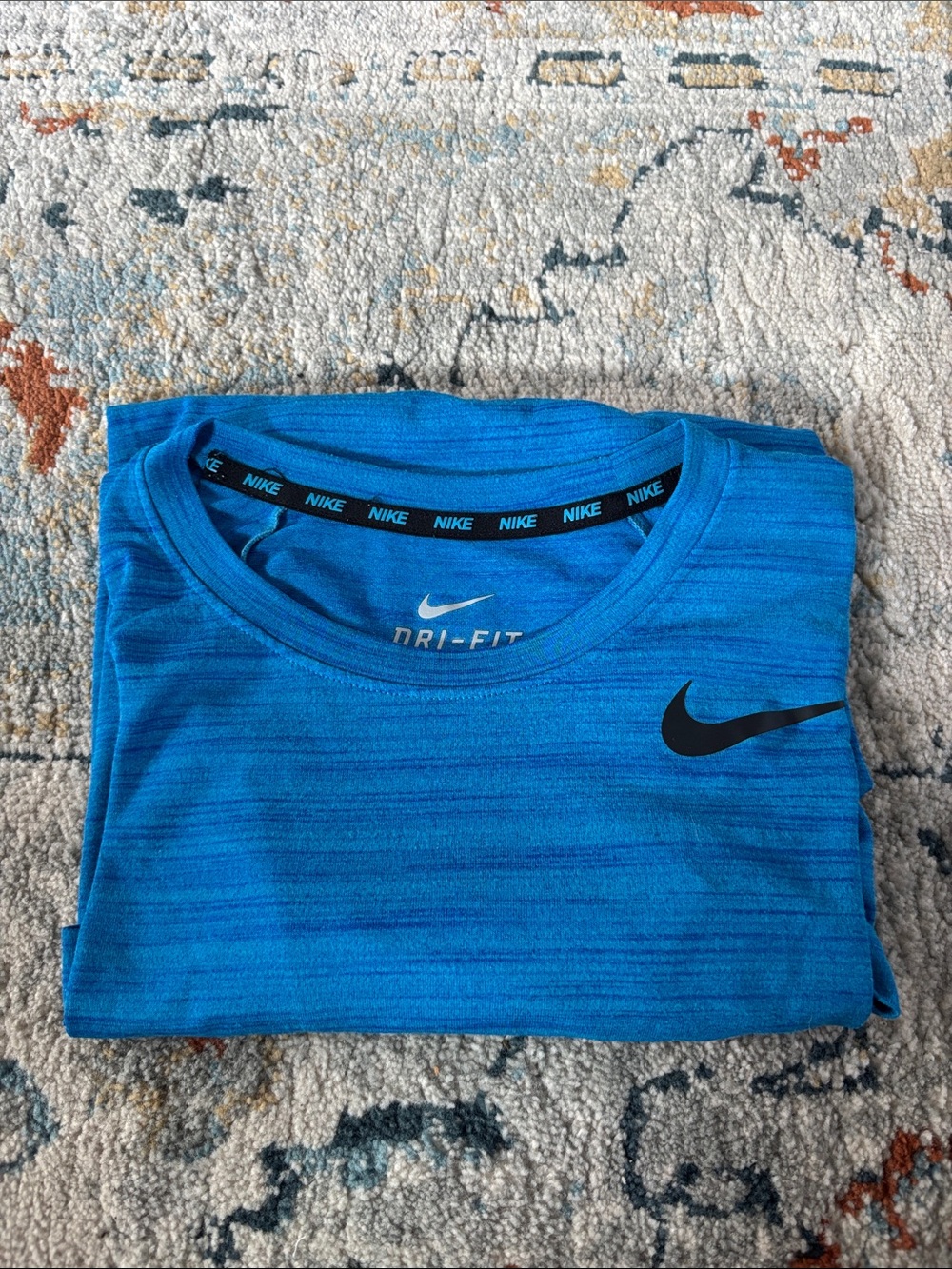 Nike Men's Blue Dri-FIT Heathered Short Sleeve Tee